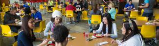 Students eating in Bridgeway Stations