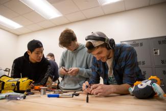 students in Electronics space