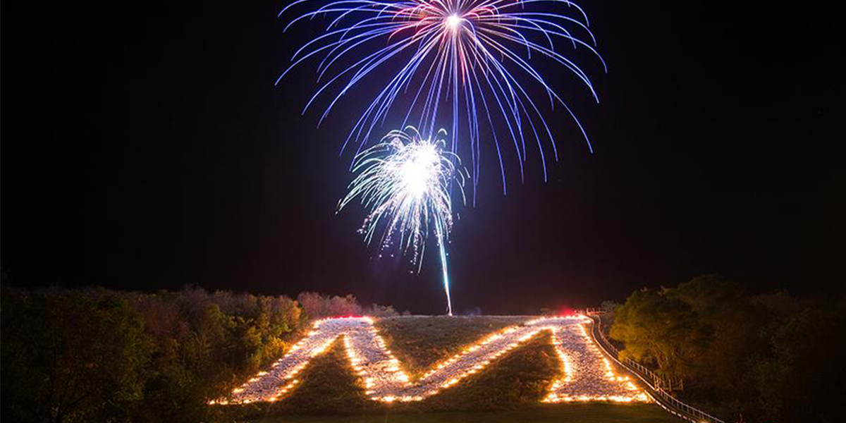 Fireworks over the "M"