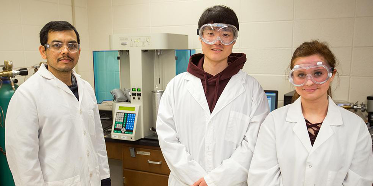 Pictured left to right are Dr. Mohammad Rabbani, Hyeong Cheol Yoo, and JaLynn Schuh.