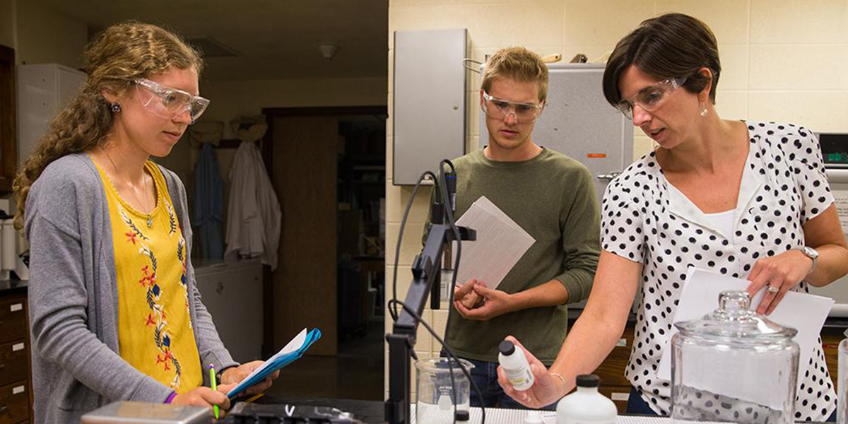 Pictured left to right are Katherine Wardinski, Ian Breitlow, and Dr. Gretchen Bohnhoff.