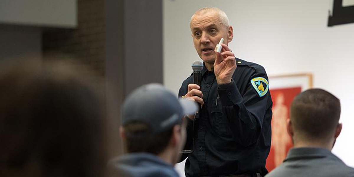 Chief Koval addressing students