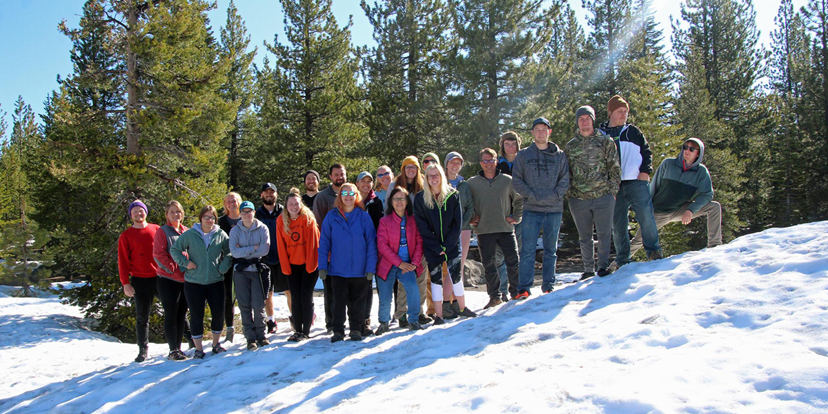 Students at Lassen Peak National Park is in northern California