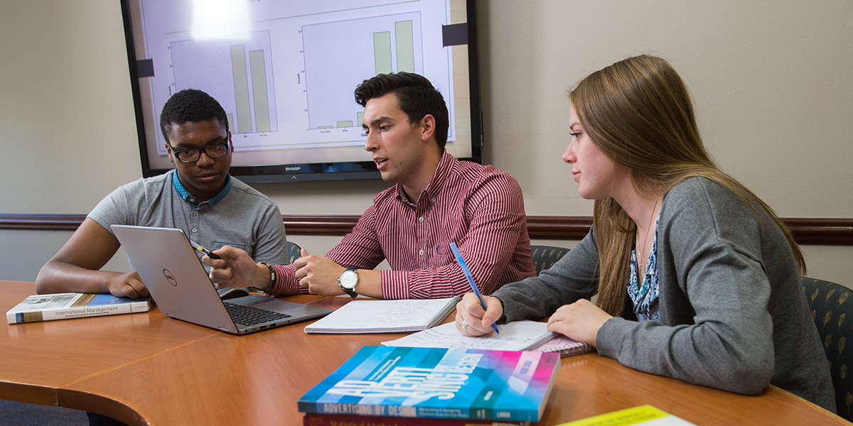 students studying in a classroom