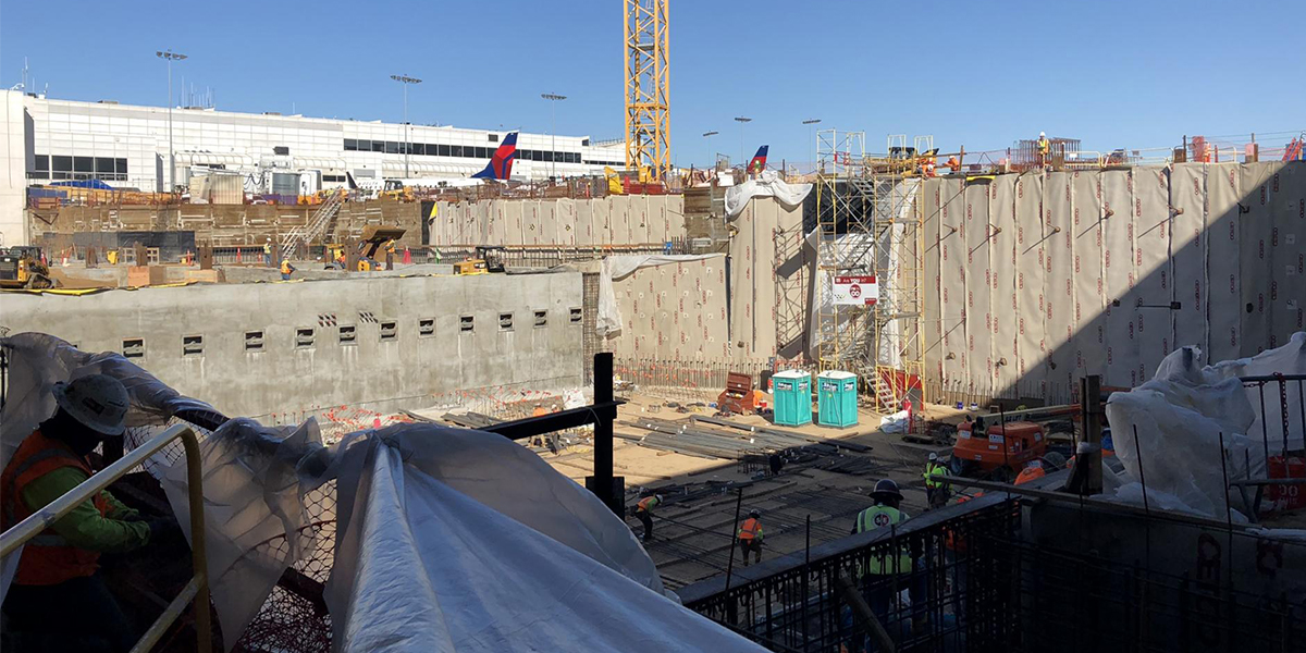 Students received a tour of a section of the airport that is under construction.