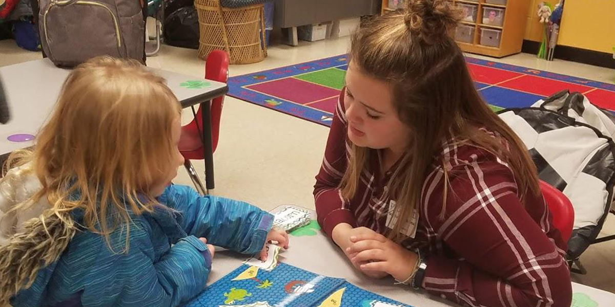 Maddi working on a literacy activity