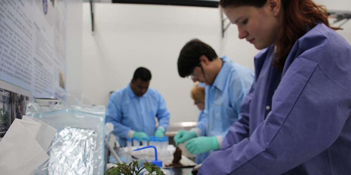 Eva Birtell working in the NASA lab