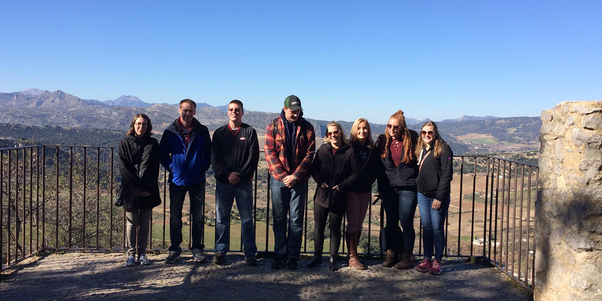 Students enjoying the landscape in Spain