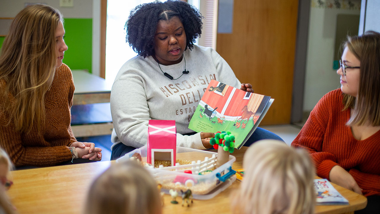 Students working at Children's Center