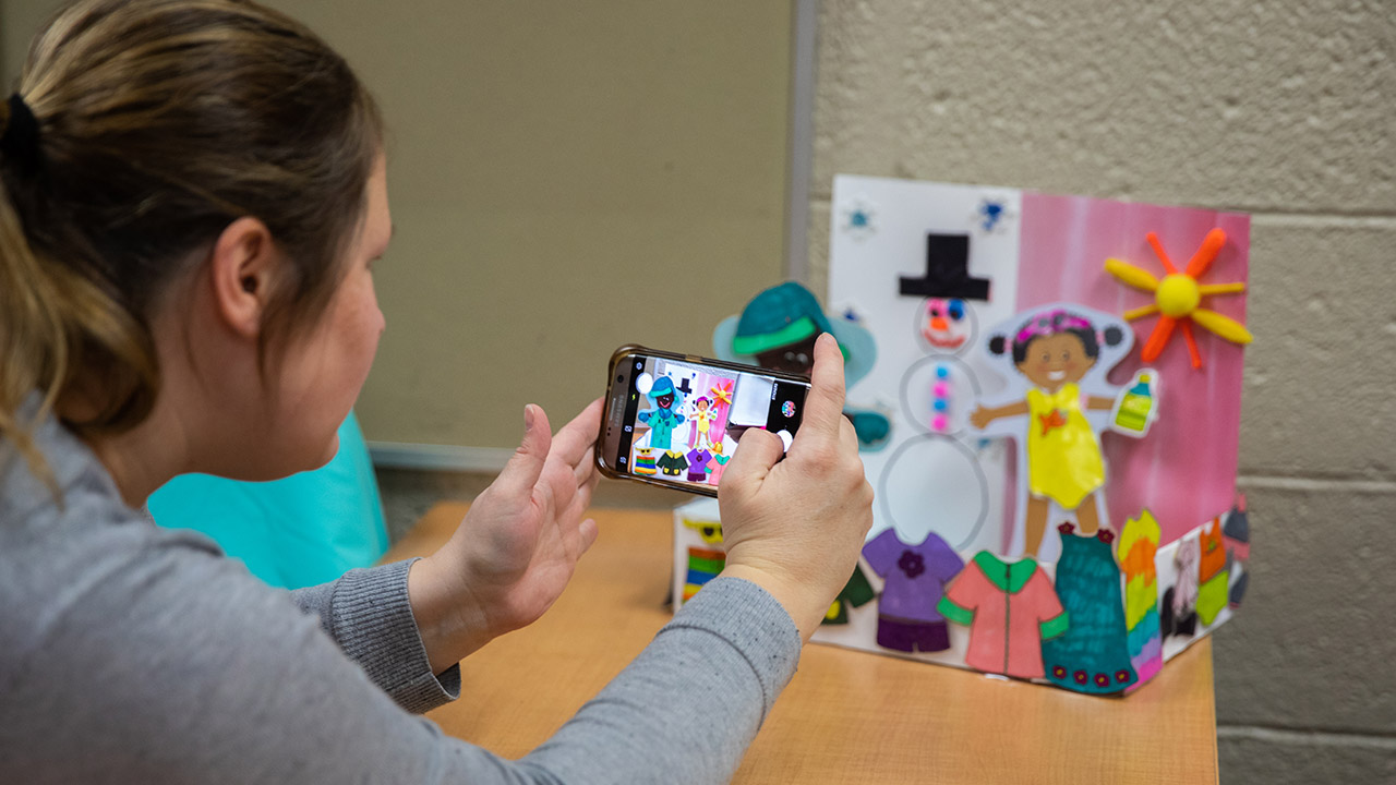 Students working at Children's Center