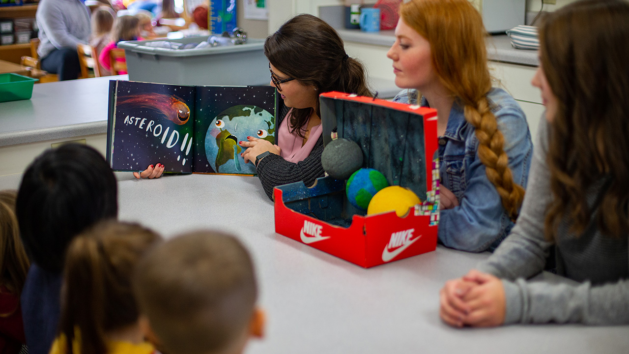 Students working at Children's Center