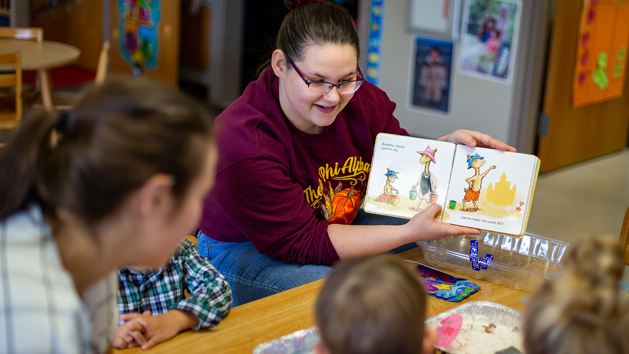 Students working at Children's Center