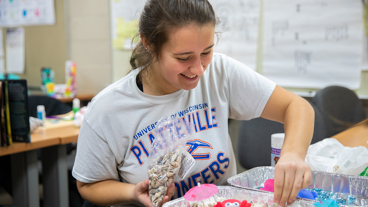 Students working at Children's Center