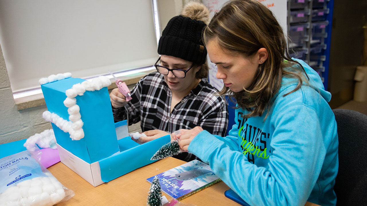 Students working at Children's Center