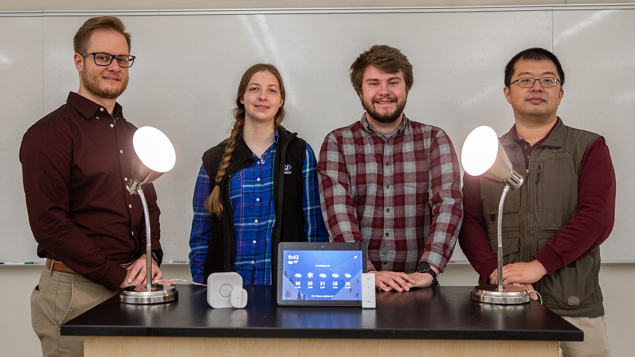 students setting up smart classroom