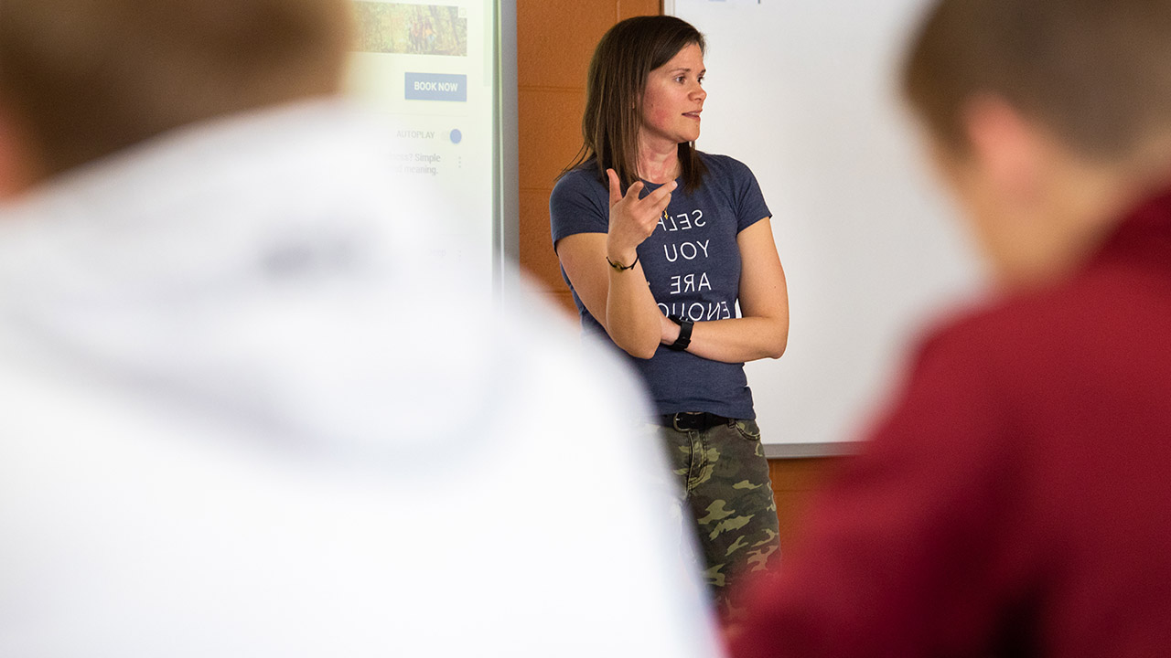 Danielle Swenson, Special Education Teacher, Mineral Point Elementary introducing the benefits of mindfulness in the classroom.