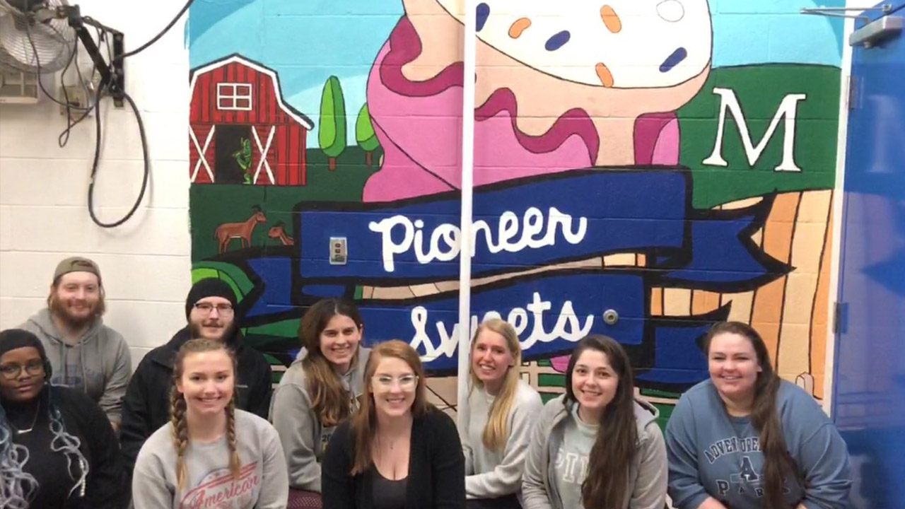 Acrylic mural designed and painted by the Public Space and Art class.