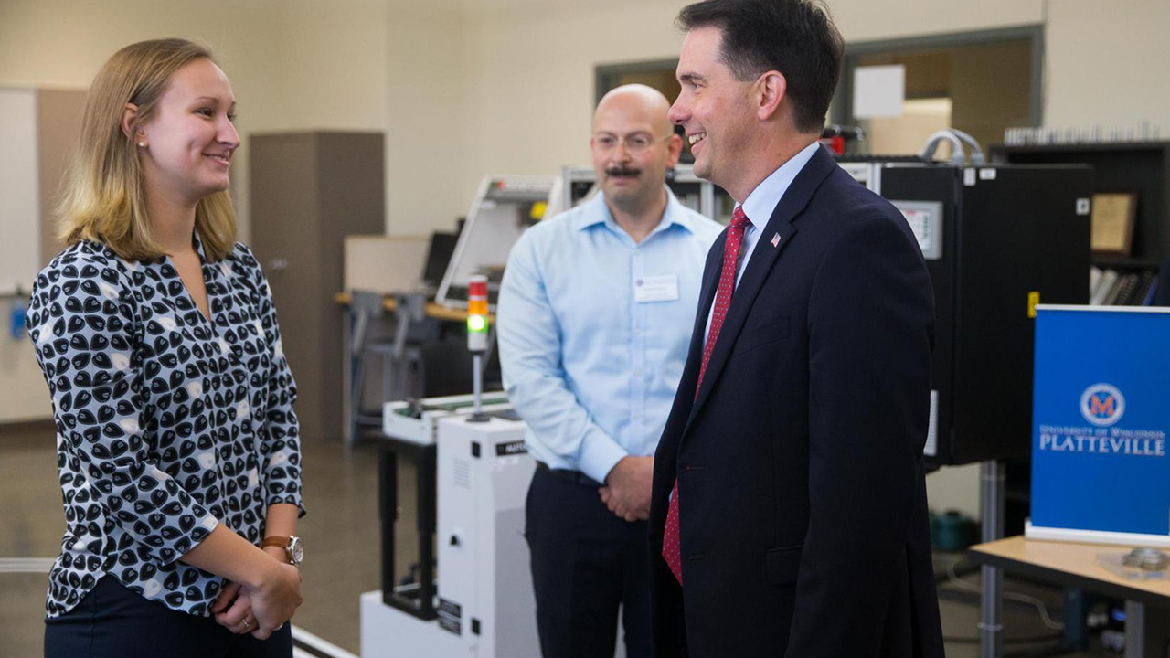 Gov. Walker tours Engineering Hall.