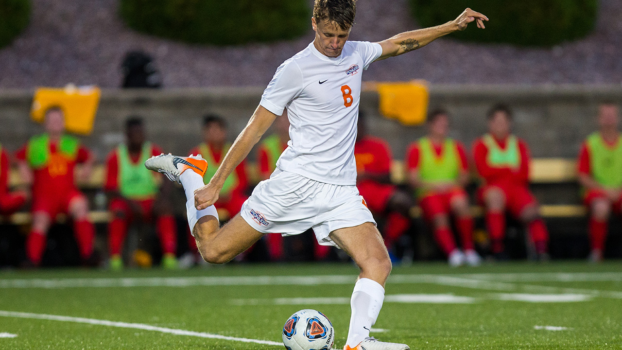 Spencer Butterfield playing soccer