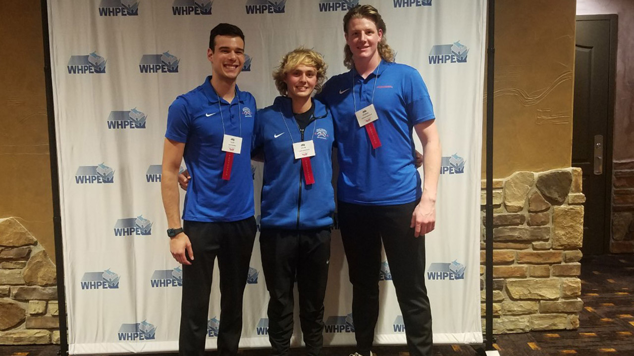 pictured left to right are student presenters Riley Glonek, Caleb Anderson and Patrick Marfilius.