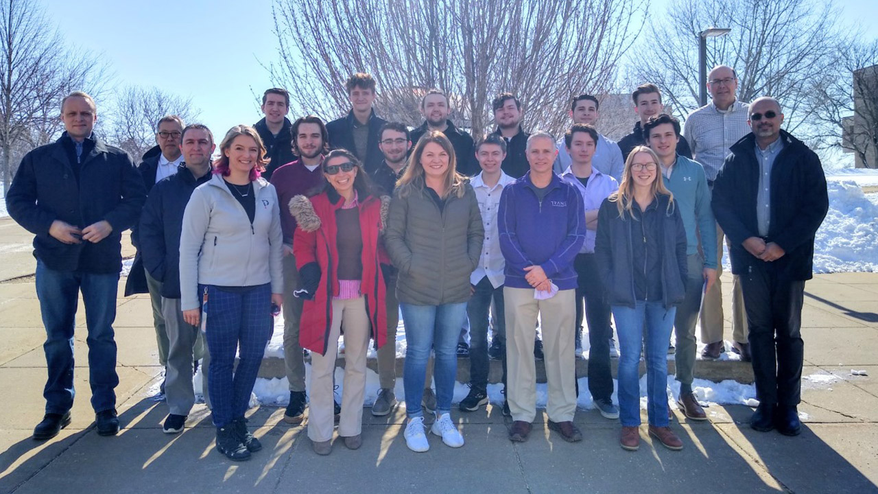 Group photo of students, faculty, Trane representatives