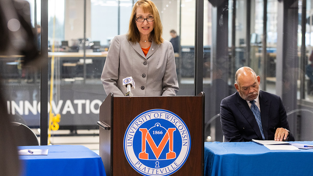 Signing ceremony with Madison College in Sesquicentennial Hall