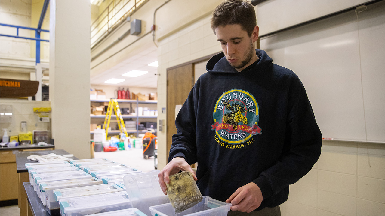 Dylan Notsch does research on effects of anti-icing on concrete.