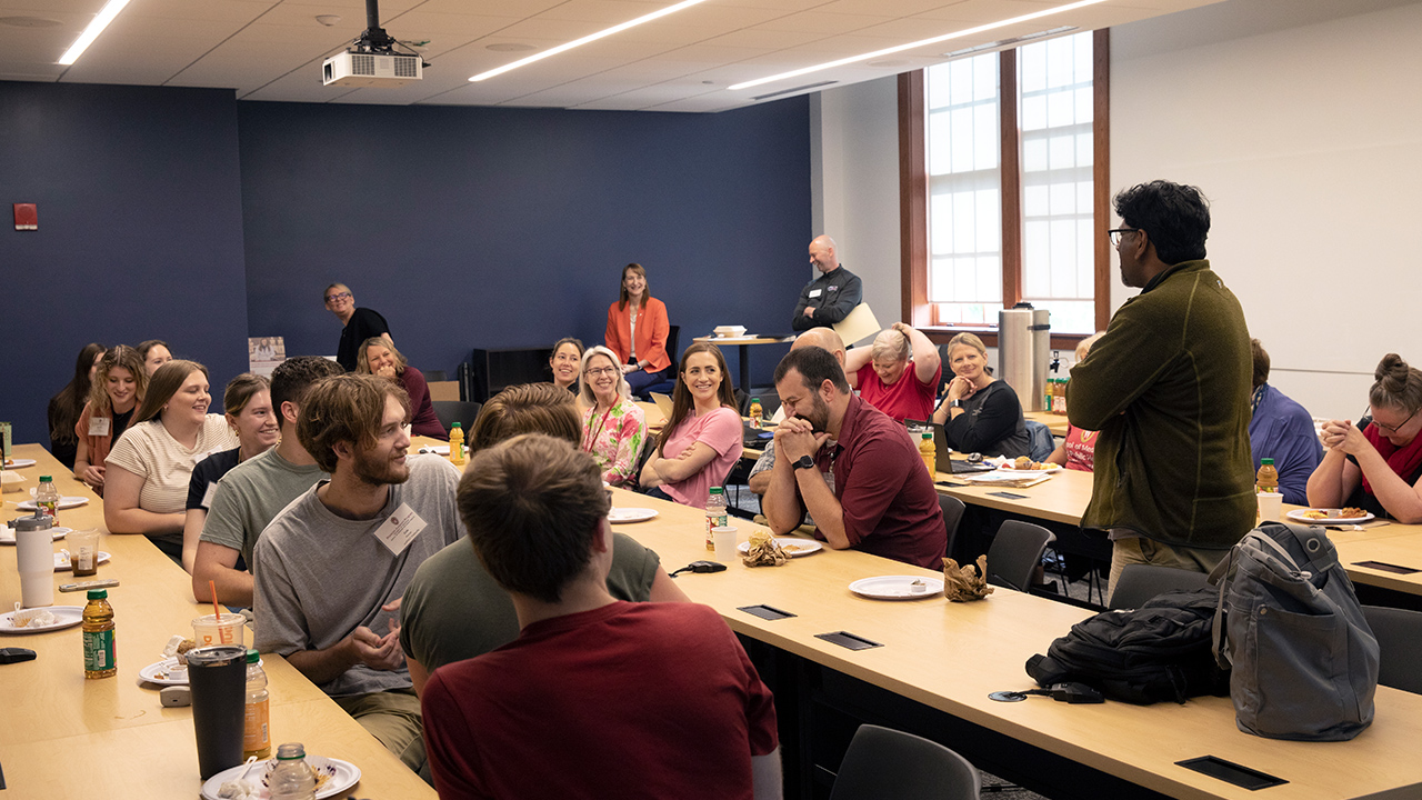 The first cohort of students and faculty and staff from the UW-Madison Master of Physician Assistant Studies program gathered in Ullrich Hall to mark the official launch of the collaborative PA program.