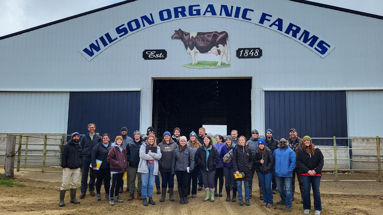 Students visit Wilson Organic Farm in Cuba City, Wisconsin.