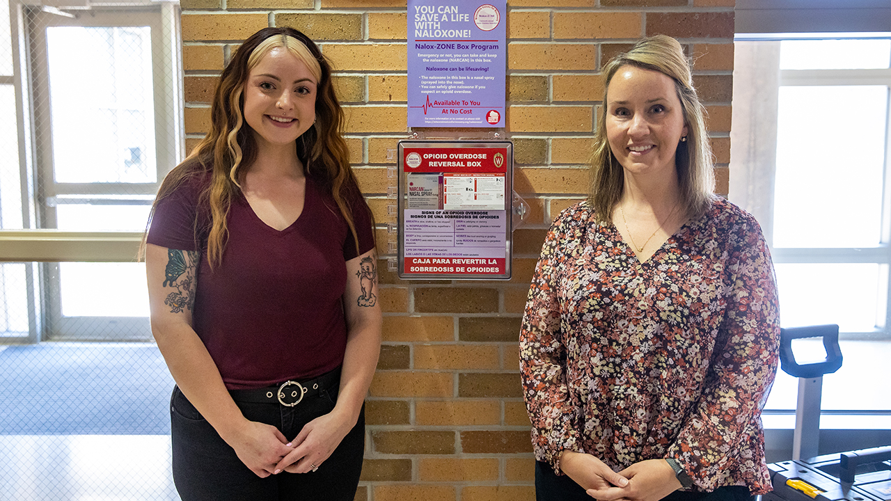 Pictured left to right are Meghan Vieth, from Wisconsin Voices for Recovery, and Kate Demerse, UW-Platteville dean of students.