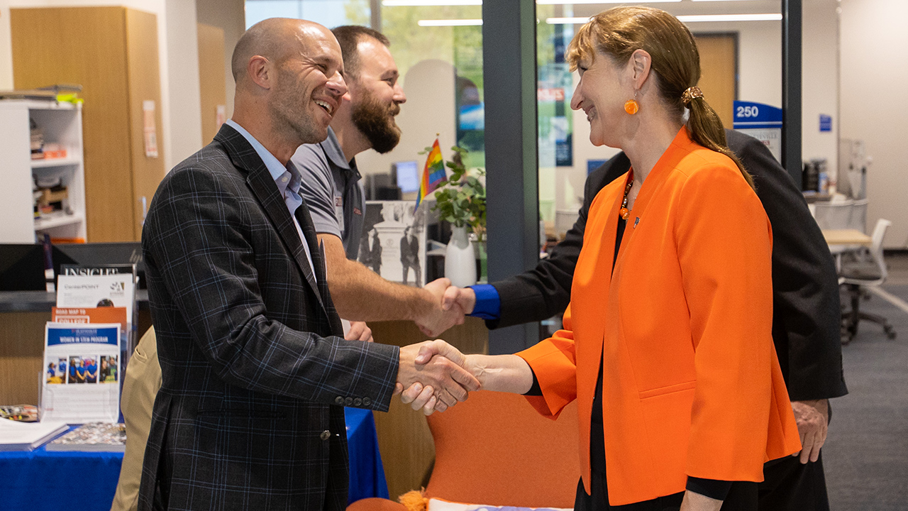 Representatives from UW-Platteville and Plexus Corp. celebrated a ribbon. cutting of the Plexus Women in STEM Center.