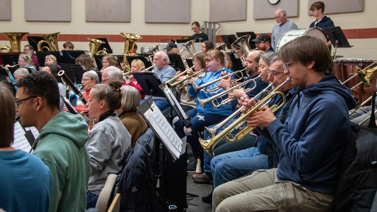 The University of Wisconsin-Platteville Baraboo Sauk County Campus/Community Concert Band practices ahead of its December 4 show