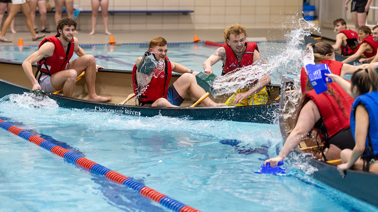 Students engaged in a Battleship competition, organized by the HHP club to raise funds for the Dr. Scott Ringgenberg Memorial Scholarship.