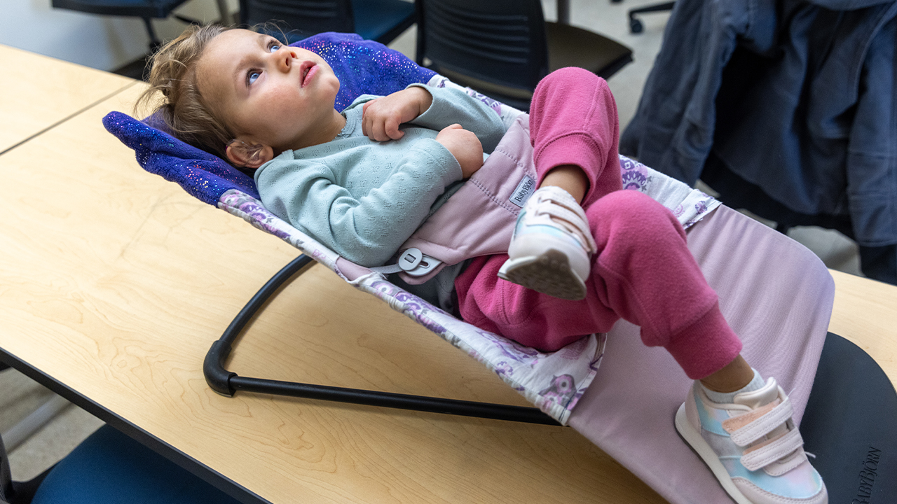 Emma Gunderson was outgrowing this current bouncy chair.