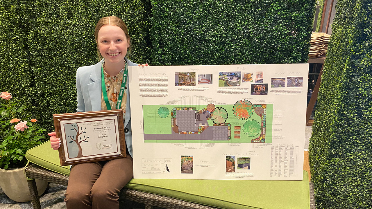 Lauren Carlson earned first place in the Landscape Illinois design competition.