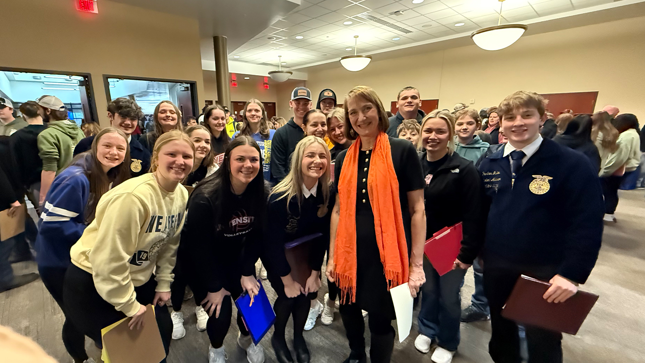 Chancellor Tammy Evetovich greeted students from several area FFA chapters.