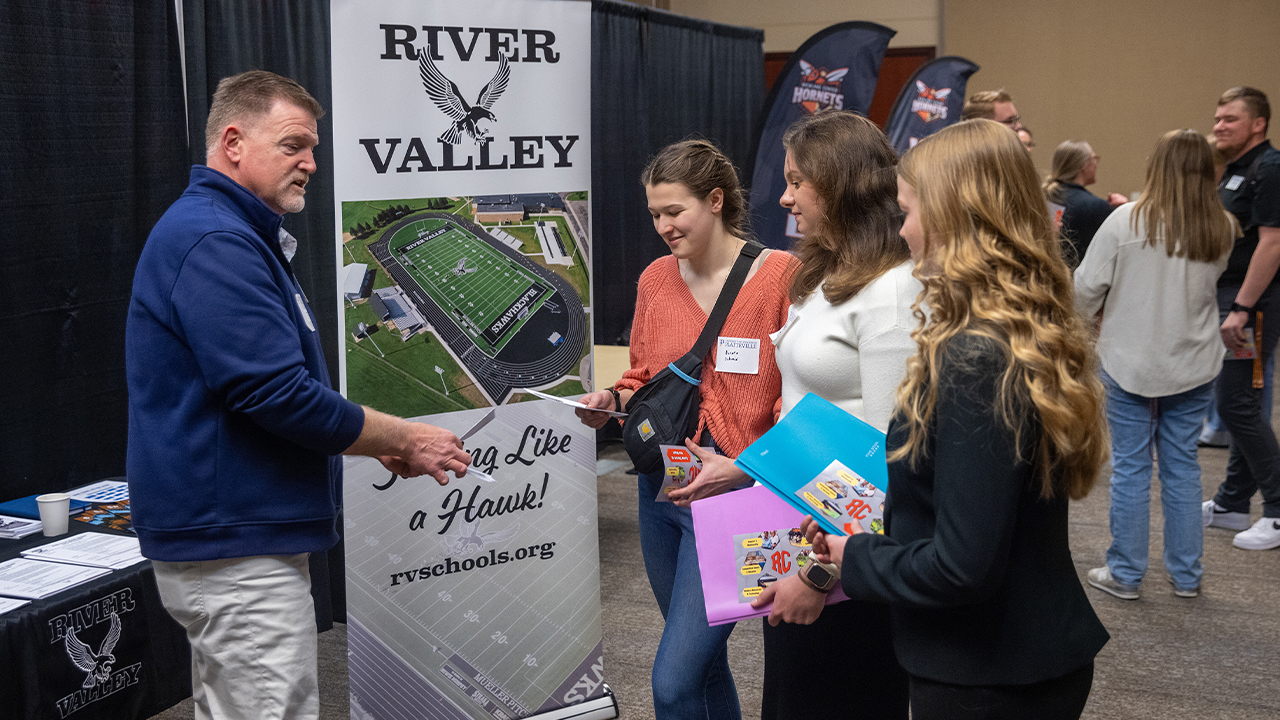 River Valley School District Superintendent Loren Glasbrenner speaks with students about career opportunities within the district.
