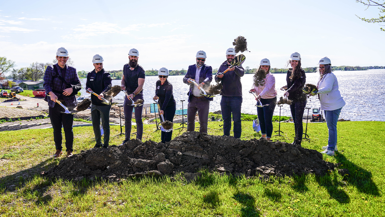 Groundbreaking at the Monarch Lakeview Development in Beaver Dam, Wisconsin. Alumna Allison Gitter (second from right), with WDS Construction.