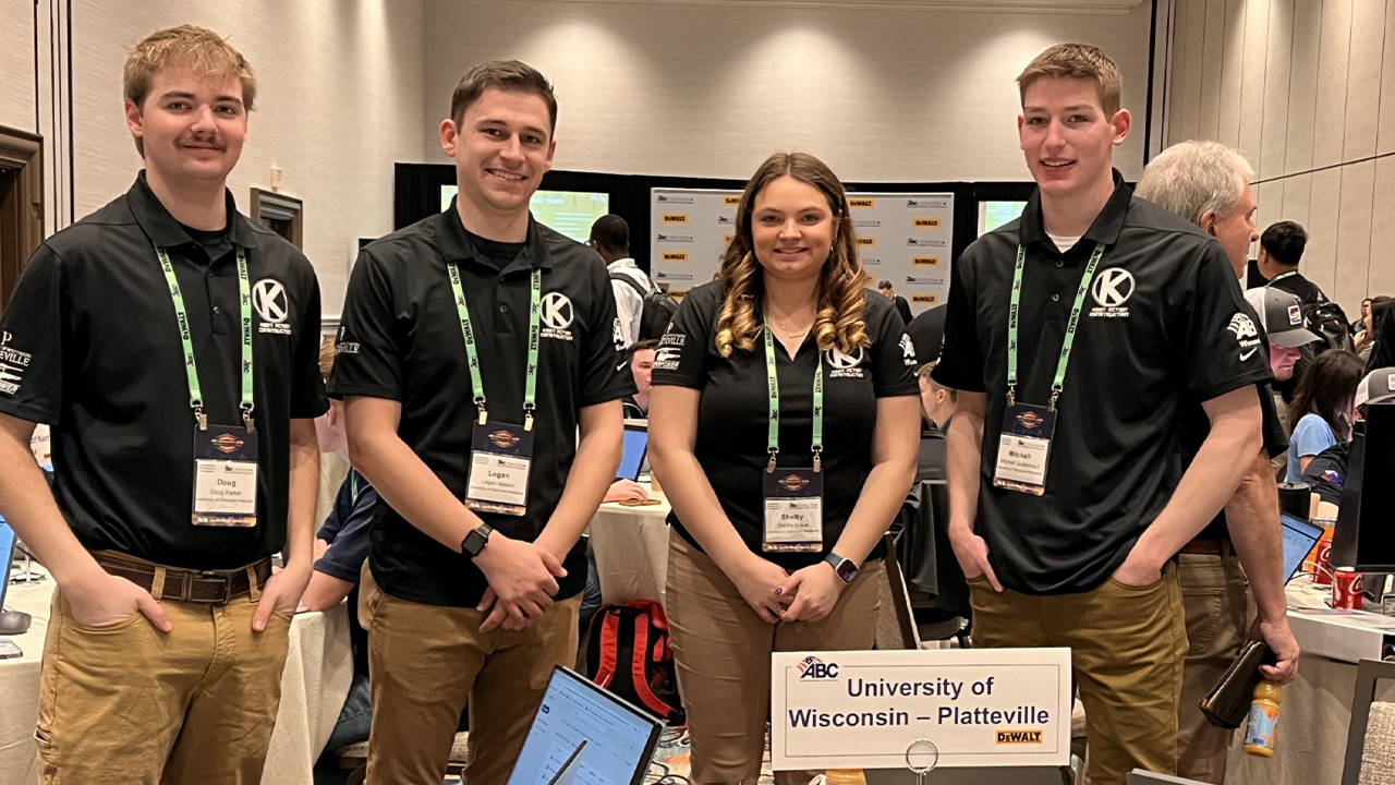 UW-Platteville ABC Construction Management Team that took fourth place (left to right): Doug Karker, Logan Niesen, Shelby Krause and Mitchell Gudenkauf.