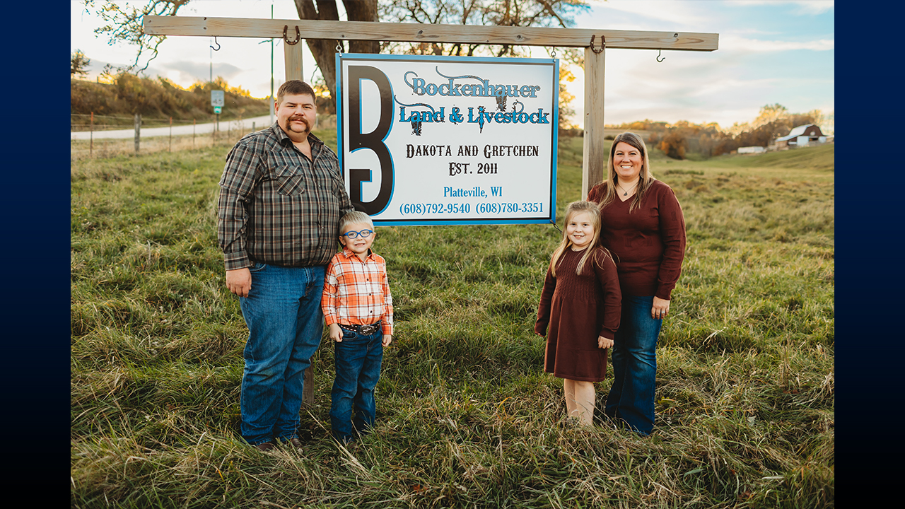 Gretchen and her family at their farm, Bockenhuer Land and Livestock. They also own On point Auction Service, LLC.