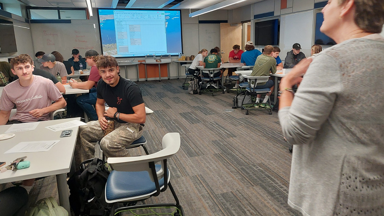 Students participate in the Bridging the Divide program in Professor Nancy Hammermeister's political science classes.