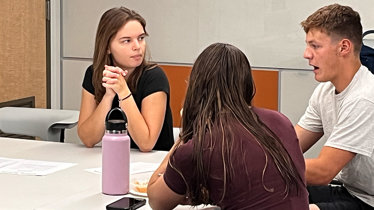 Students participate in the Bridging the Divide program in Professor Nancy Hammermeister's political science classes.