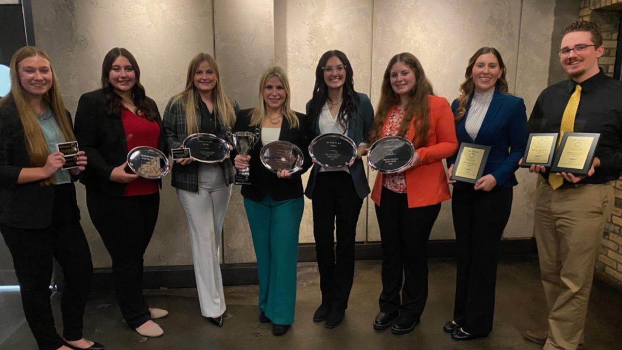 Pictured left to right is Marissa Folkers, Sydney Rider, Delaney Salm, Anna Koehler, Faith Hull, Norah Mungle, Ava Armstrong and Payton Bunger.