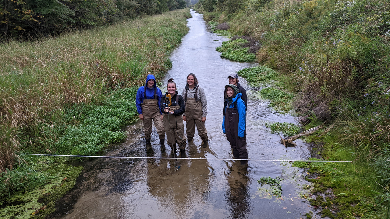 UW-Platteville students collecting stream monitoring data.
