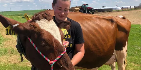 Student with a horse at Pioneer Farm