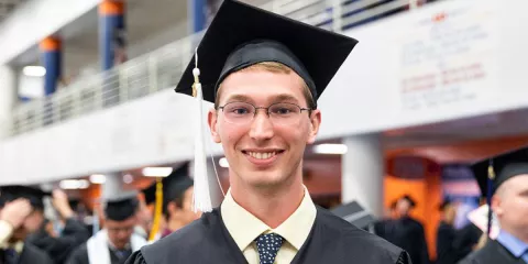 Kyle Engels at Commencement on May 11, 2019