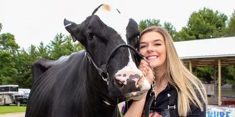 Maddy Gwidt, a sophomore dairy science major from Pulaski, Wisconsin, showed two heifers and two cows.