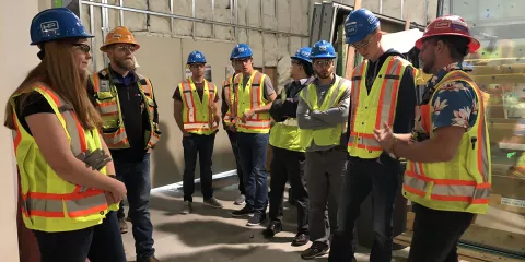 Jon Martin, of Hensel Phelps – and a graduate of UW-Platteville’s Building Construction Management program – gave the students a tour of several Hensel Phelps construction projects at the at the Los Angeles International Airport.