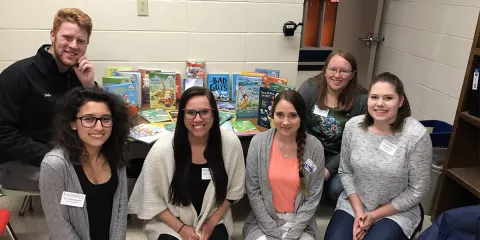 Left to right: Olivia Saucedo, Lindsey Bollig, Ashley Reuter and Dana Maxwell. Back row: Jacob Nachtigal and Samantha Christian.