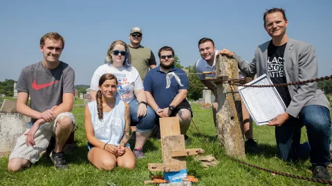 Dr. Eugene Tesdahl and UW-Platteville students